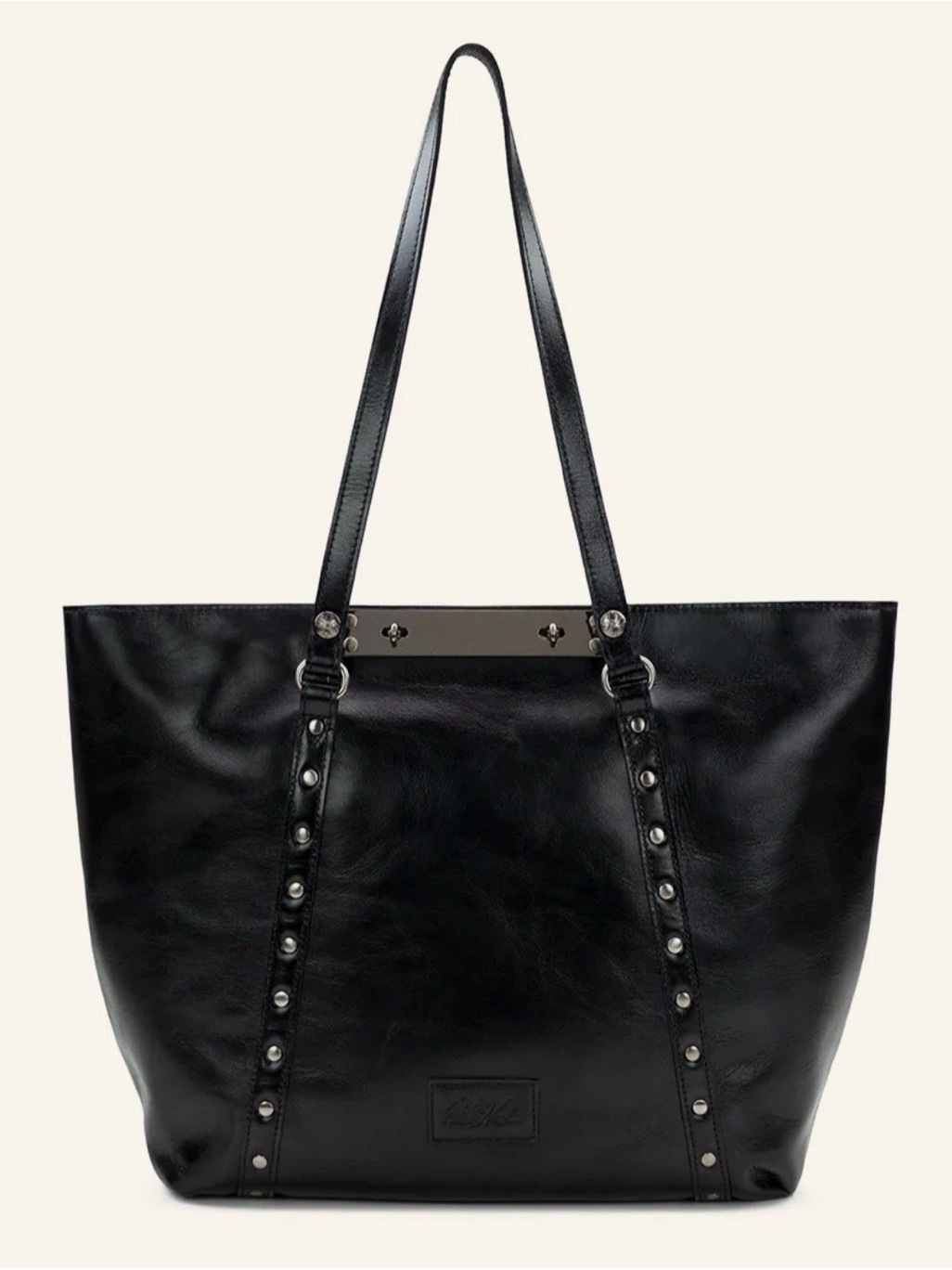 Patricia Nash Black Leather Stud-Trim Tote